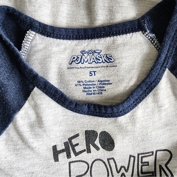 PJ Masks Super Hero Power Time Raglan T Shirt Top Kids Size 5T Disney - Picture 4 of 10